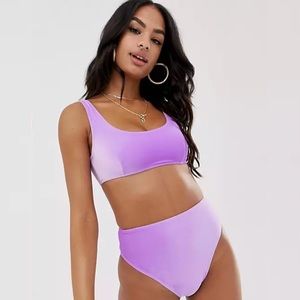 ASOS Women's Velvet high leg high waist bikini bottom in lilac 4